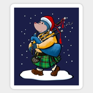 The Scottish Mole Of Kintyre Plays Bagpipes At Christmas! Magnet